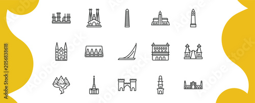 Canvas Print monuments outline icon set