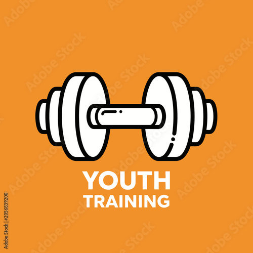 Youth Training Dumbbell Icon Represents Strength And Fitness For Young Athletes Lively Orange