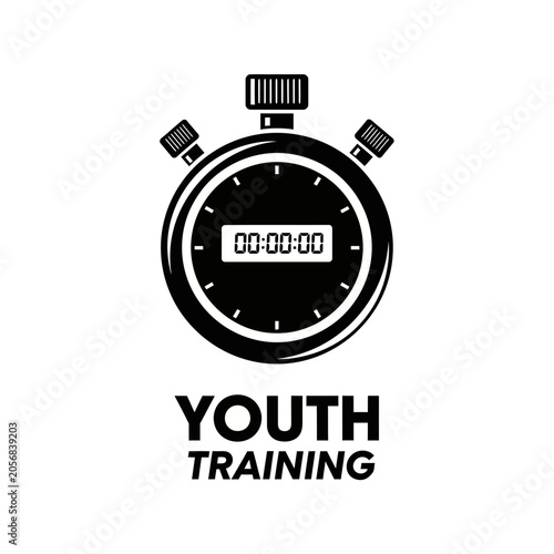Youth Training Time Management Stopwatch Icon Represents Coaching and Fitness Sessions