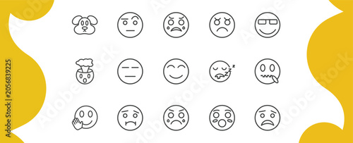 Schilderij op canvas emoji outline icon set