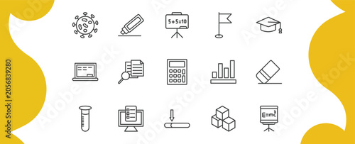 Photos education outline icon set