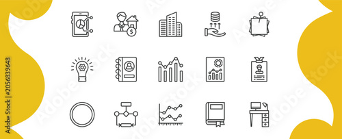 Bild auf Leinwand business outline icon set