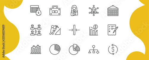 Εκτύπωση καμβά business outline icon set