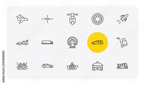 Foto transportation outline icon set