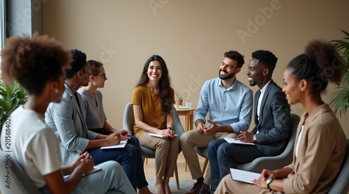 Diverse Group of Professionals Engaged in Productive Meeting and Collaborative Discussion in Modern Office