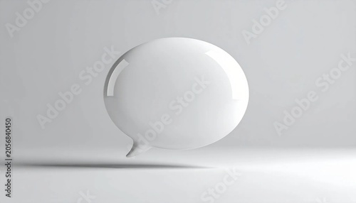 3D rounded speech bubble icon with tail isolated on white background