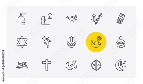 Foto religion outline icon set