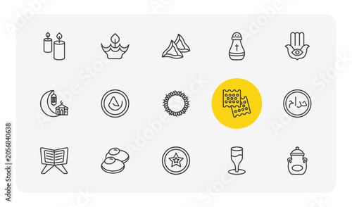 Photography religion outline icon set
