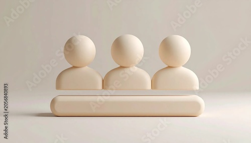 3D three user silhouettes with bar line followers icon isolated on whi
