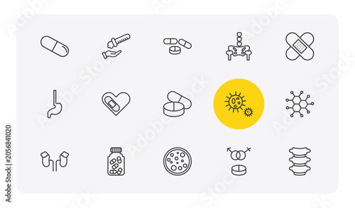 Foto medical outline icon set