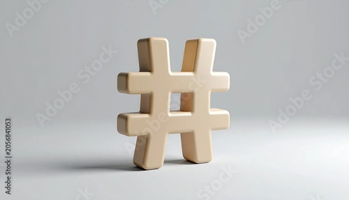 3D raised hashtag symbol icon isolated on white background