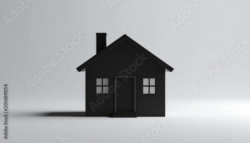 3D small house silhouette home icon isolated on white background