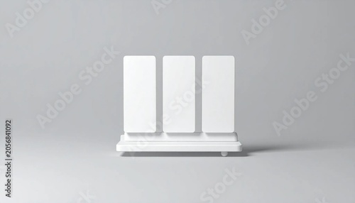 3D three vertical cards on board Kanban column icon isolated on white
