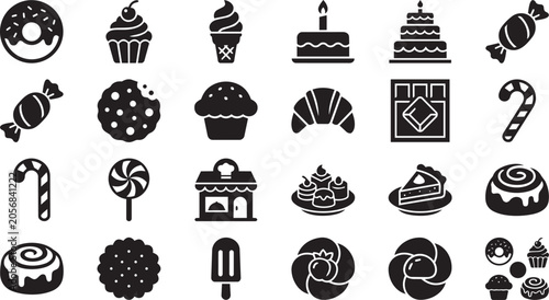 фотографія Sweet desserts bakery treats confectionery and birthday party candy silhouette s