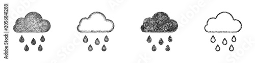 Φωτογραφία Black and white sketch precipitation icon design set
