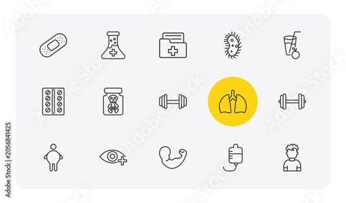 Foto health and medical outline icon set