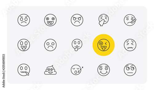 Cuadro en lienzo emoji outline icon set