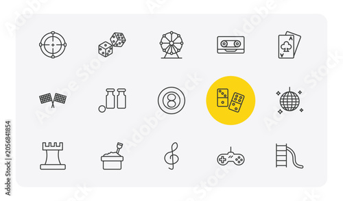 Photos entertainment outline icon set