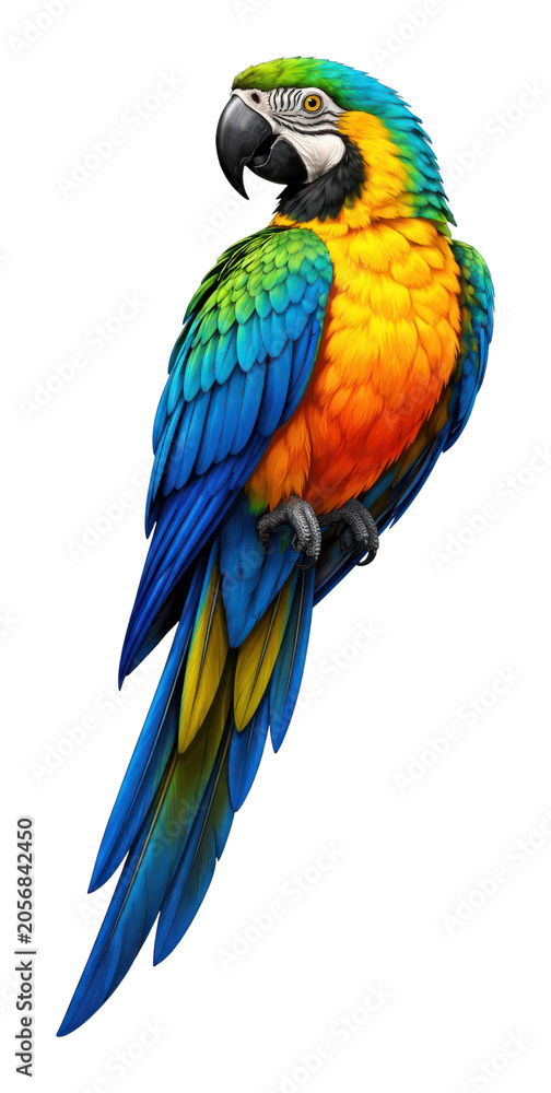 Obraz premium PNG Vibrant macaw perched gracefully.