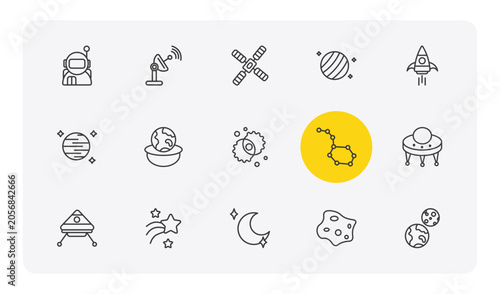 Foto astronomy outline icon set