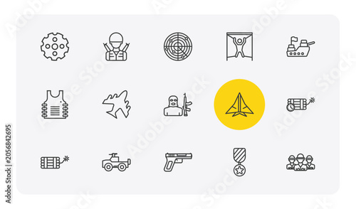 Canvastavla army and war outline icon set