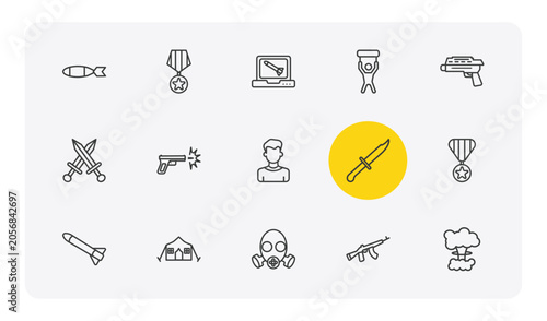 Quadro su tela army and war outline icon set