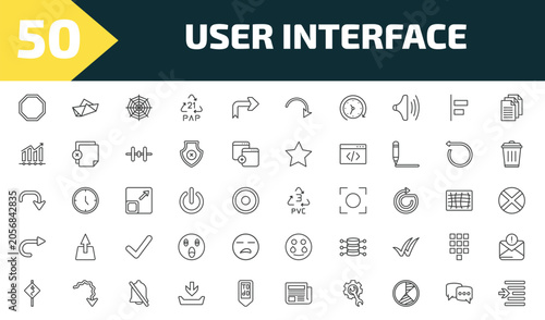 Bild auf Leinwand user interface outline icon set