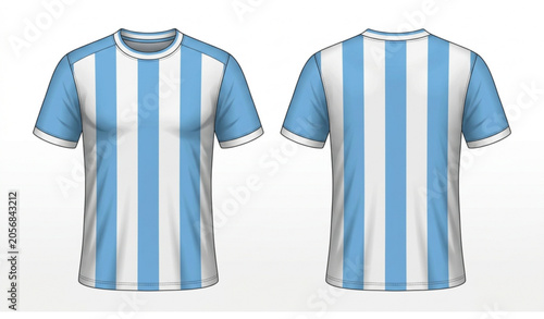 Fotografía Argentina Soccer National Team Jersey Front and Back View Vector Template Isolat