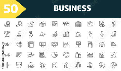 Foto business outline icon set