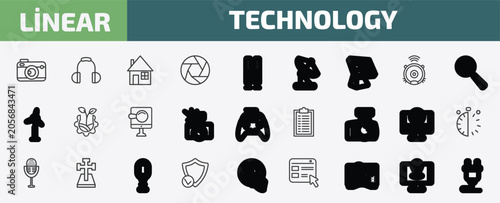 Photos technology outline icon set