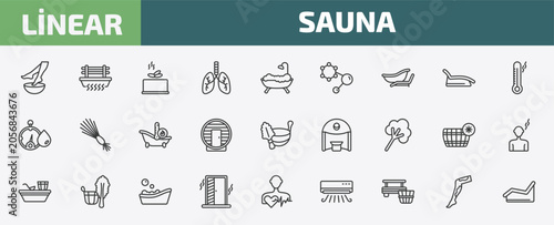 Quadro su tela sauna outline icon set