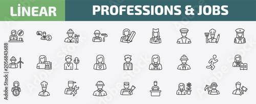 Foto professions & jobs outline icon set