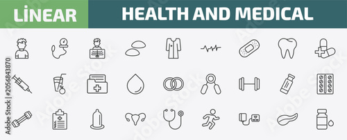 Foto health and medical outline icon set