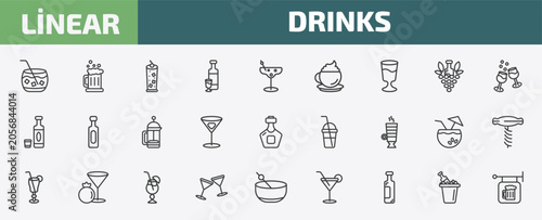 Foto drinks outline icon set