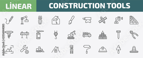 Foto construction tools outline icon set