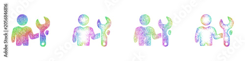 Bilde på lerret Rainbow sketch ironworker wrench icon design set
