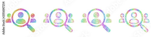 Obraz na płótnie Rainbow color sketch headhunting icon design set