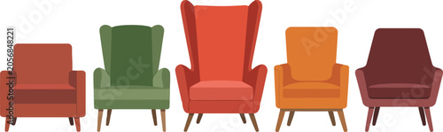 Photos Colorful modern armchairs and lounge vector illustration.