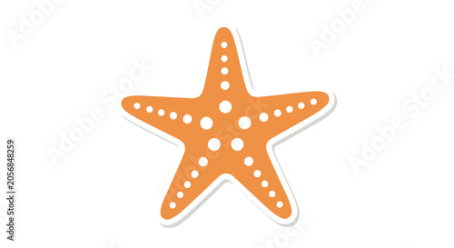 Foto Orange Starfish Icon with White Dots on White Background, Vector Illustration