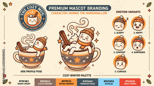 Quadro su tela Cute Mascot Characters Enjoying Hot Beverages.
