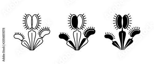 Vászonkép Venus Flytrap Icons, Carnivorous Plant Vector Graphics, Botanical Illustrations