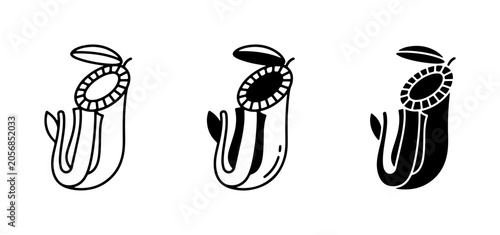 Vászonkép Pitcher Plant Icons, Carnivorous Flora Vector Graphics, Botanical Illustration