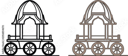 Fotografija Black and gray indian palanquin carriage illustrations, rath yatra