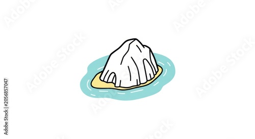 Iceberg floating in ocean water.