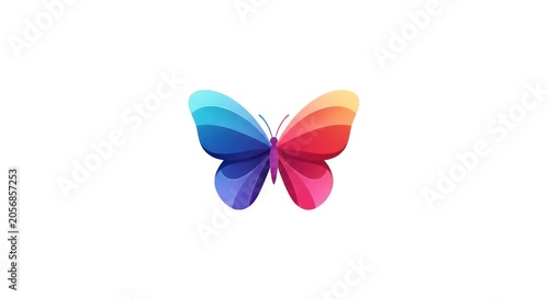 Colorful Butterfly Wings Icon Symbol.