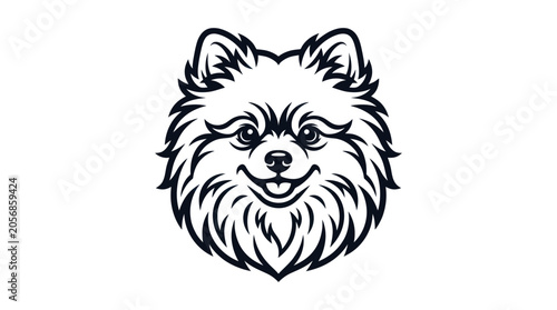 Tableau sur toile Pomeranian Dog Head Icon, Fluffy Dog Face, Cute Pet Logo