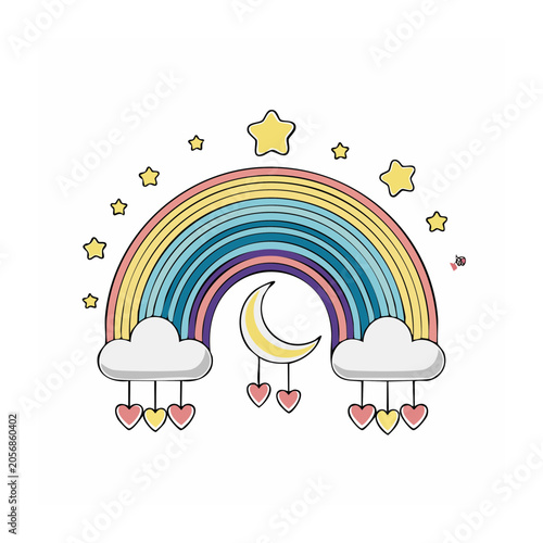 Rainbow brain vector illustration