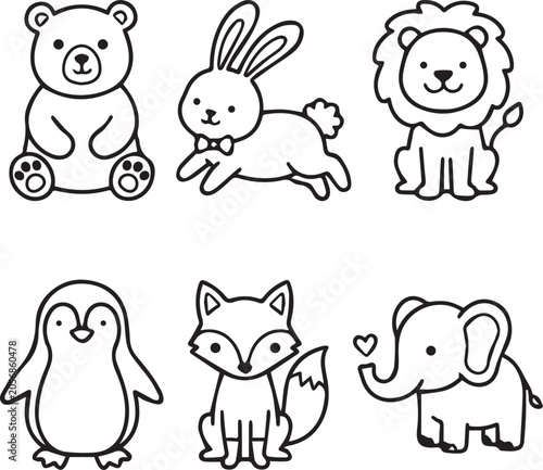 Cute Kids Colouring Page Vector Illustration - Hand Drawn Cartoon Character for Children Colouring Boo