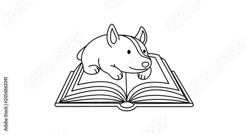 Pig reading a book illustration.