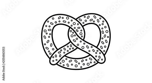Pretzel with salt grains illustration.
